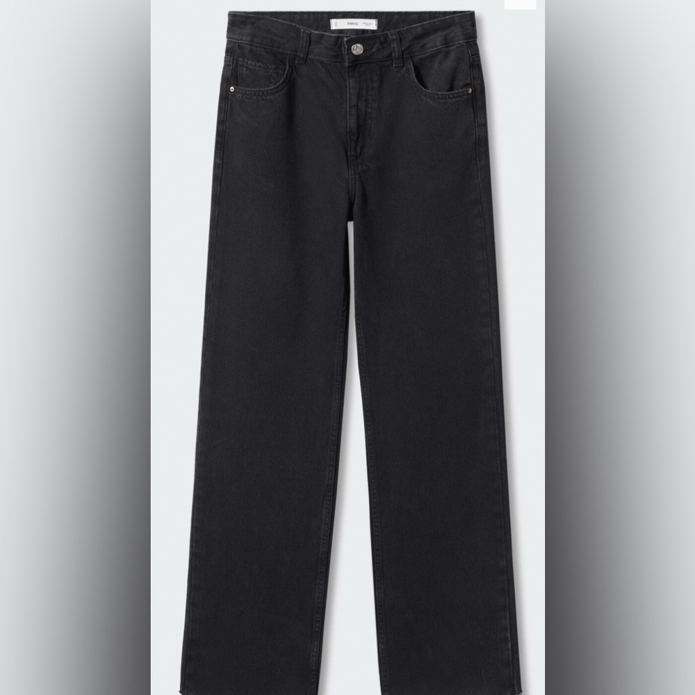 Mango MNG Gray Wide Leg Mid-Rise Jeans